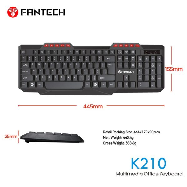 FANTECH K210 Multimedia Office Keyboard - Image 3