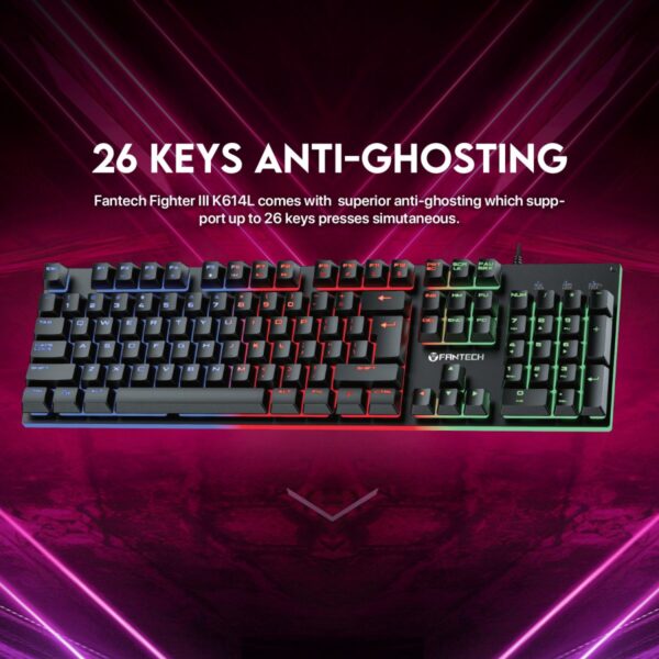 Fantech K614L Fighter III Zone Lighting RGB Gaming Keyboard - Image 4