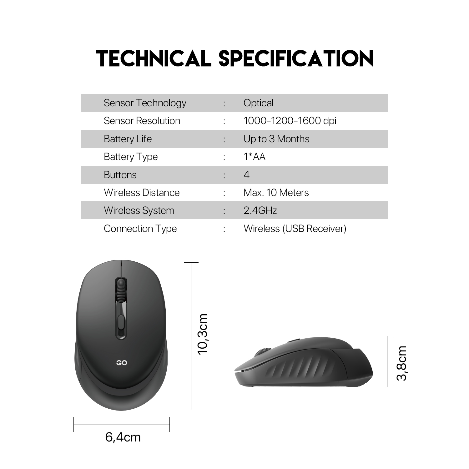 Fantech GO W609 WIRELESS MOUSE BLACK - Image 3